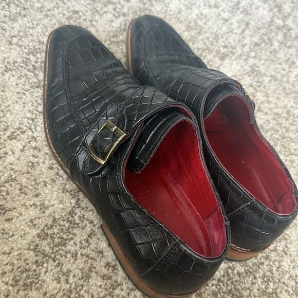 S.Baker Black Men’s Crocodile Dress Shoes 39 - Picture 8 of 12